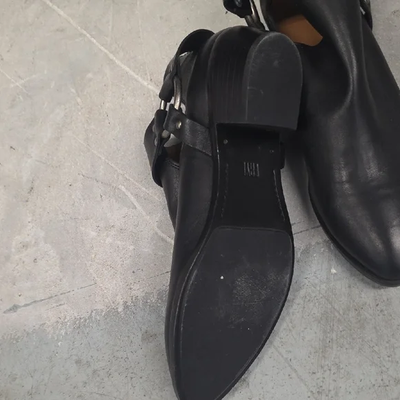 FRYE AND CO. Black Leather Cutout Harness Ankle Booties - Picture 3 of 4